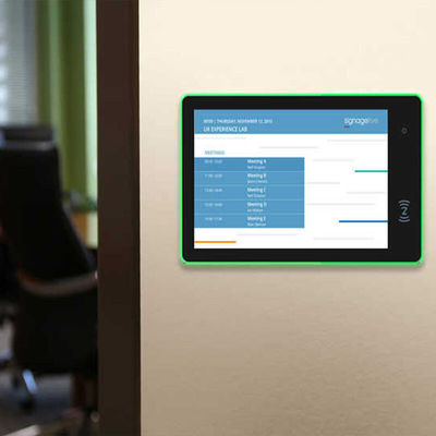 Toplantı odası planlaması için çevre LED ışıkları ile 14 inç RK3566 Android Konferans Odası Rezervasyon Tablet