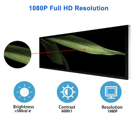 28 inç uzanmış çubuklu LCD ekran, ultra geniş şerit raf kenar reklam dijital işaretleme