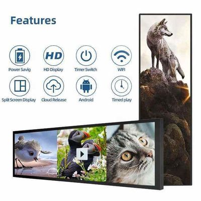 24 Inç Ultra Geniş Çözünürlüklü Uzaylı Çubuk Tipi LCD Reklam Ekranı Süpermarket Rafaları Perakende için Mükemmel Seçim