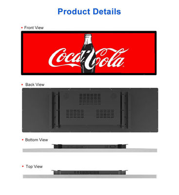 24 Inç Ultra Geniş Çözünürlüklü Uzaylı Çubuk Tipi LCD Reklam Ekranı Süpermarket Rafaları Perakende için Mükemmel Seçim