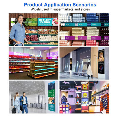 24 Inç Ultra Geniş Çözünürlüklü Uzaylı Çubuk Tipi LCD Reklam Ekranı Süpermarket Rafaları Perakende için Mükemmel Seçim