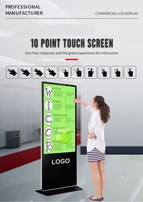86 inç süper büyük dikey LCD reklam ekranı kapalı kiosklar için zemin duruş