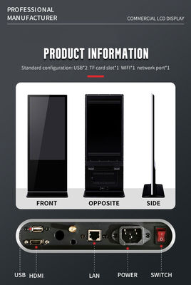 86 inç süper büyük dikey LCD reklam ekranı kapalı kiosklar için zemin duruş