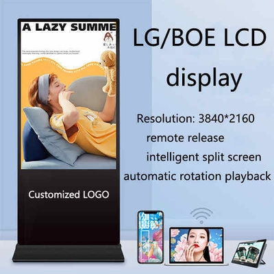 Yerde duran tasarım ve dijital işaretleme ile iç mekan 55 inçlik LCD Reklam oynatıcısı