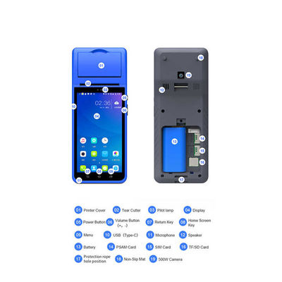 Akıllı NFC Mobil Ödeme Terminalı 5.5 Inç Taşınabilir Pos Makinesi Akıllı Elden Kullanılabilir Akıllı Terminal Kamera Yazıcısı ile