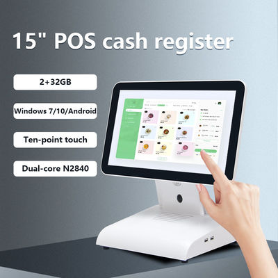 15 İnç N2840 Masaüstü POS Makinesi Restoran POS Terminali 2+32GB Hepsi Bir Arada POS Sistemi Müşteri Ekranıyla