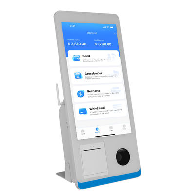 Restoran Kendi Hizmetli Sipariş Verme Kiosku Win 8+128GB Kendi Hizmetli Ödeme Kiosku Yazıcı Nfc QR Kod Tarayıcısı ile