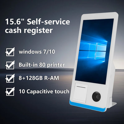 Restoran Kendi Hizmetli Sipariş Verme Kiosku Win 8+128GB Kendi Hizmetli Ödeme Kiosku Yazıcı Nfc QR Kod Tarayıcısı ile