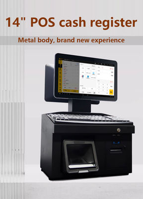 14 İnç Çift Dokunmatik Ekran Windows7 Pos Nakit Kayıt Cihazı i3 İşlemci 4+64GB Masaüstü POS Terminali Yazıcı, Klavye, Tarayıcı ile