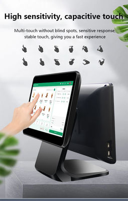 13.3/15.6 inç Çift Dokunmatik Ekran POS Sistemi I3 Win Sistemi Dökülebilir tabanlı perakende mağazası POS terminali
