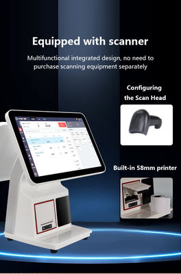 Fast Food POS Sistemi 15.6 " All in One Touch Ekran Nakit Kaydı Mutfak Ekran Sistemi Sipariş Yazıcısı NFC QR Ödeme Terminalı