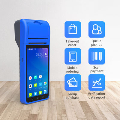 5.5" Elden Kullanılabilir Android POS Sistemleri Nakit Kayıt Makinesi Dokunmatik Ekran Mobil POS Terminalı WiFi USB NFC Payment for Retail Blue