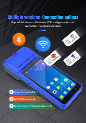 5.5" Elden Kullanılabilir Android POS Sistemleri Nakit Kayıt Makinesi Dokunmatik Ekran Mobil POS Terminalı WiFi USB NFC Payment for Retail Blue
