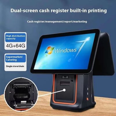 Perakende restoran fatura makinesi 15.6 inç Windows işletim sistemi ve Android POS ile çift ekranlı POS sistemi