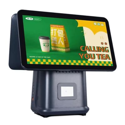 Perakende restoran fatura makinesi 15.6 inç Win işletim sistemi ve Android POS ile çift ekranlı POS sistemi