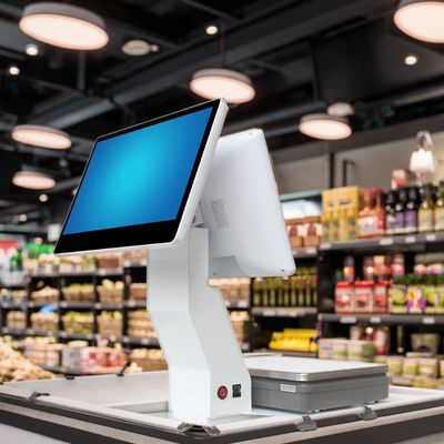 15.4 Inç Çift Ekranlı Pencere Dokunmatik Tek Ölçekte Ağırlaştırma POS WIFI / BT ile Otel Süpermarketinin En Son POS Çözümü