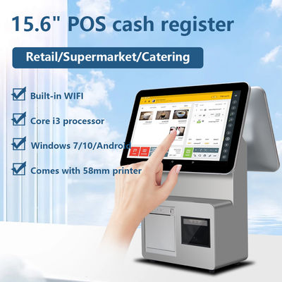 15.6 İnç Çift Ekranlı Pos Nakit Makinesi I3 İşlemci 4+64GB Perakende Pos Sistemi Süpermarket Pos Terminali