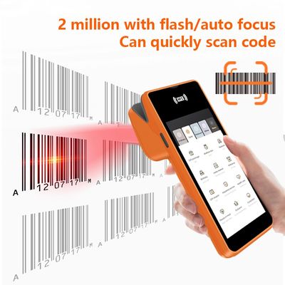 5.45 inç taşınabilir el pos makinesi akıllı NFC mobil ödeme terminali kamera yazıcısı ile turuncu pos sistemi