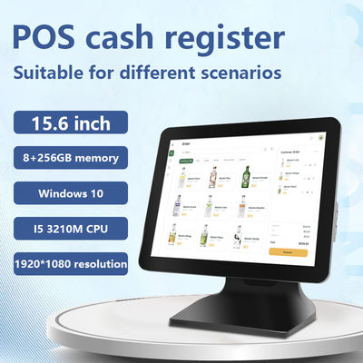 15.6" 8+256GB Büyük Bellekli Pos Nakit Kayıt Cihazı 1080P Win10 Dokunmatik Ekranlı Pos Makinesi Müşteri Ekranıyla