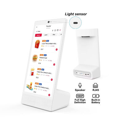 L tipi masaüstü 15.6 inç 1920x1080 android 15 tablet pc Wi-Fi NFC Kapasitif dokunmatik ekran 10000mah Octa Core fast food hoparlörlü otering