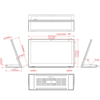 Rj45 13 Inch 1.5GHz Octa Core All In One Dokunmatik Ekran PC Android 6.0 Tablet