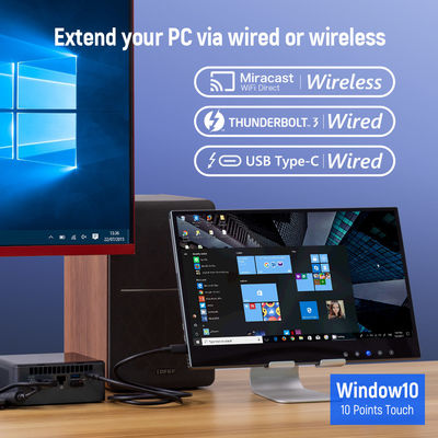 1080p 5ms USB ile çalışan dokunmatik ekran monitörü, 11mm kablosuz dokunmatik ekran monitörü Bilgisayar için