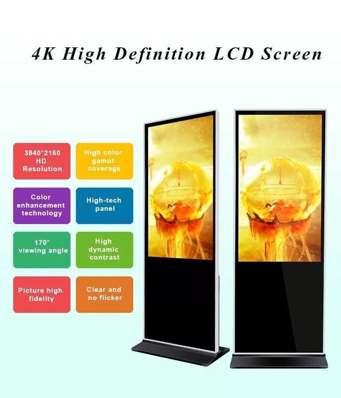 Yerde duran tasarım ve dijital işaretleme ile iç mekan 55 inçlik LCD Reklam oynatıcısı
