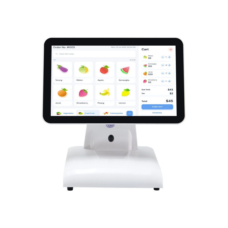 15 İnç N2840 Masaüstü POS Makinesi Restoran POS Terminali 2+32GB Hepsi Bir Arada POS Sistemi Müşteri Ekranıyla