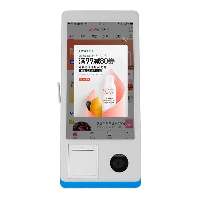 Restoran Kendi Hizmetli Sipariş Verme Kiosku Windows 8+128GB Kendi Hizmetli Ödeme Kiosku Yazıcı Nfc QR Kod Tarayıcısı ile