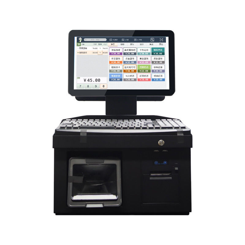 14 İnç Çift Dokunmatik Ekran Win7 Pos Nakit Kayıt Cihazı i3 İşlemci 4+64GB Masaüstü POS Terminali Yazıcı, Klavye, Tarayıcı ile