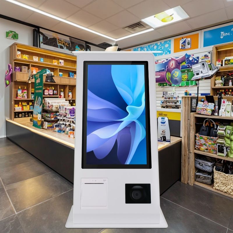 15.6" Win 10 işletim sistemi ile kendi kendine hizmet veren POS makinesi dokunmatik ekran tarayıcısı yazıcı NFC QR kod okuyucu