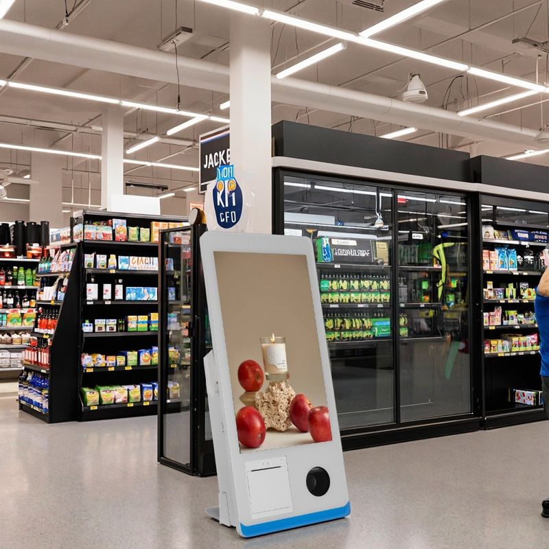 Süpermarket Kasası Hepsi Bir Arada Dokunmatik Ekranlı Yazar Kasa 15.6 inç Self Servis Kiosk POS Terminali NFC QR Ödeme ile