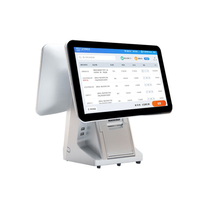 15.6' 14' Çift Ekranlı Android Sistemleri Nakit Ödeme çekmecesine sahip POS Makinesi ve Tek Bir Dokunma Akıllı Yazılım POS Terminalı