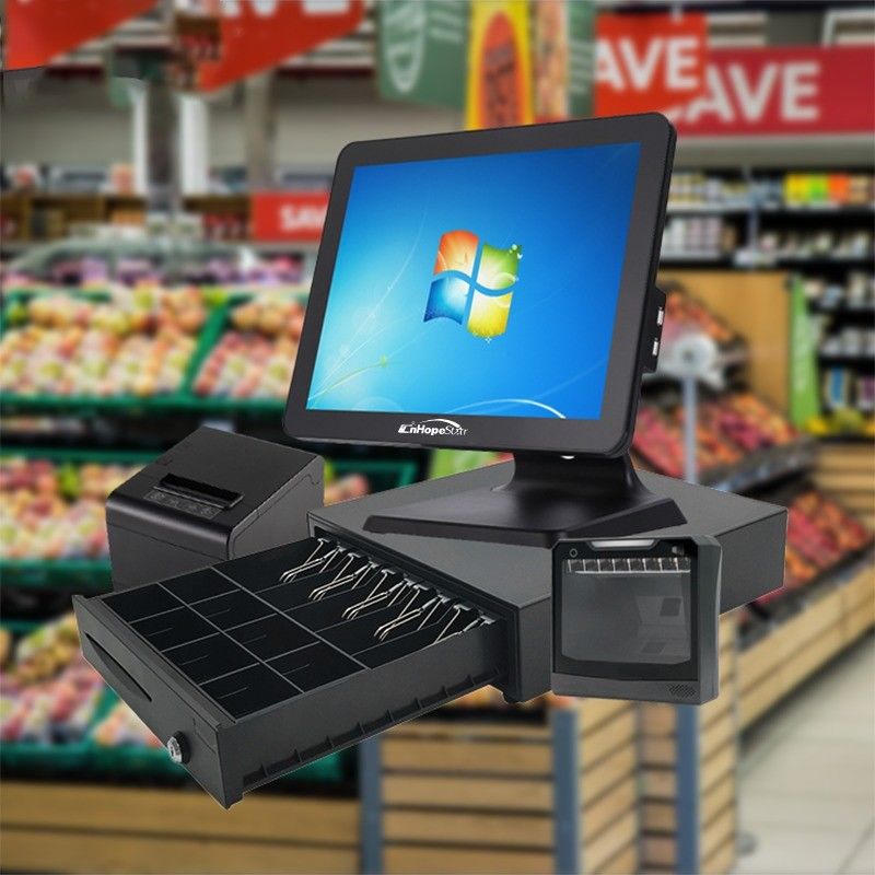 Alışveriş merkezi POS sisteminde sorunsuz nakit ödeme için termal transfer yazıcısı ve müşteri ekranı