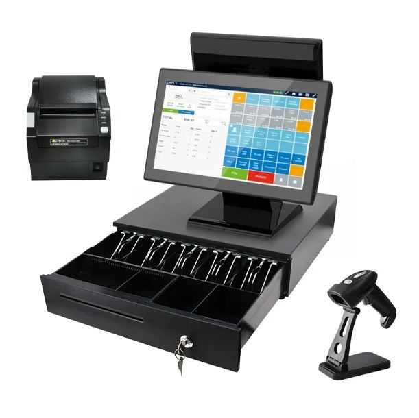 Barkod tarayıcı yazıcısı Tip 15.6 Inch Win All in One Touch Screen POS Makinesi Perakende Nakit Kaydı 4 64G