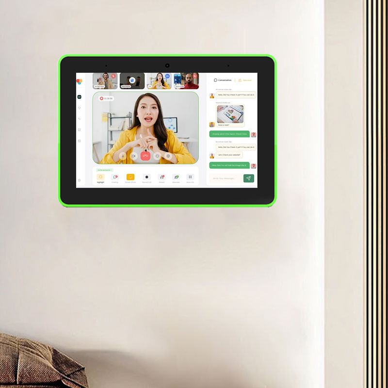 10.1 İnç Duvara Monte Android Tablet, Dört Çekirdekli Rockchip RK3576 ve Toplantı Odası Rezervasyonu İçin 4 Taraflı LED Işık Çubuğu