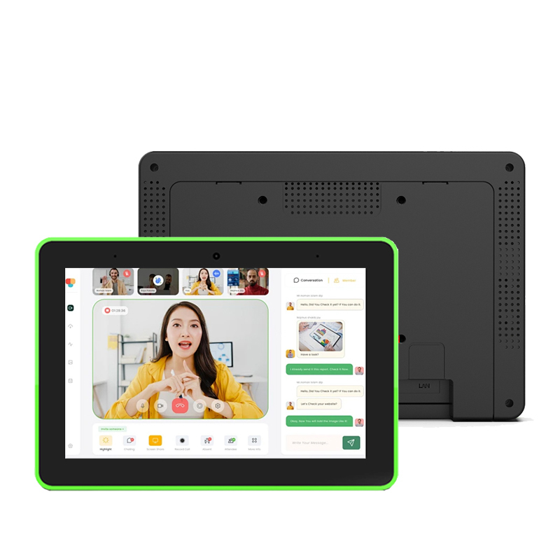 8 inç duvara monte iş dokunmatik ekran POE NFC android tablet pc, LED ışıklı Dijital tabela ekranı toplantı odası rezervasyon sistemi