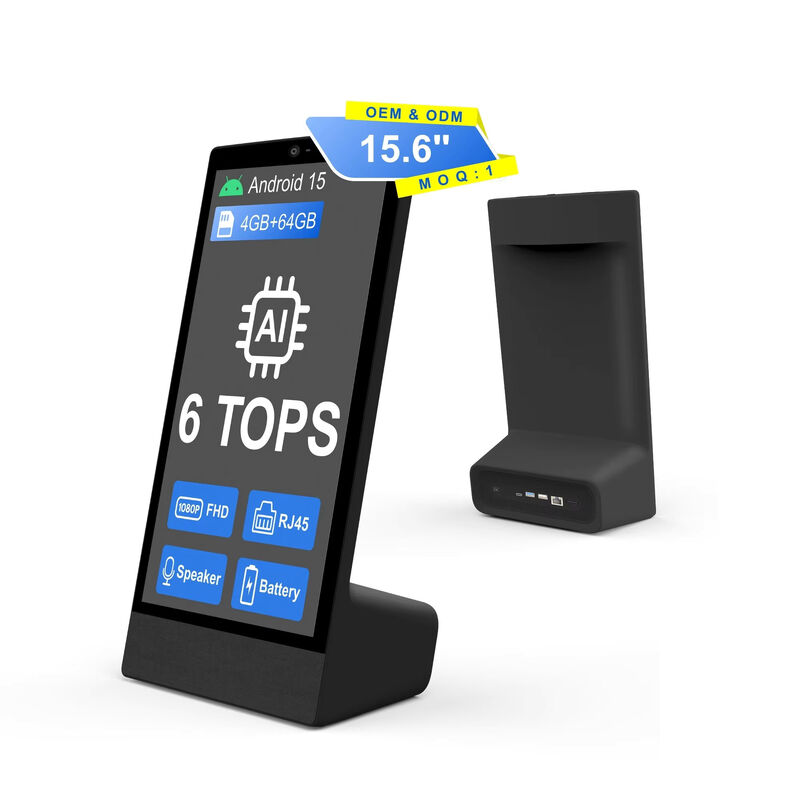 L tipi masaüstü 15.6 inç 1920x1080 android 15 tablet pc Wi-Fi NFC Kapasitif dokunmatik ekran 10000mah Octa Core fast food hoparlörlü otering