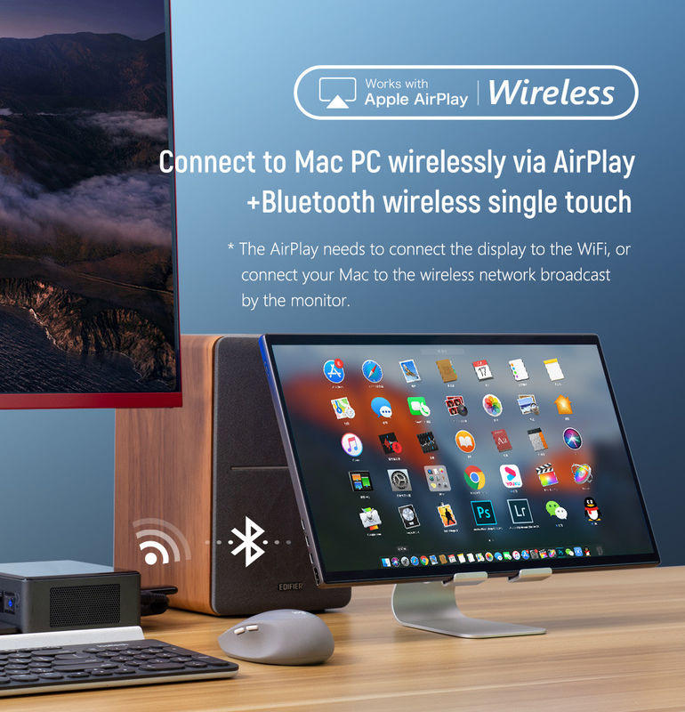 10 mm kalınlığında taşınabilir kablosuz dokunmatik ekran monitörü Wifi Buletooth
