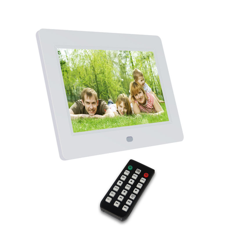 Çeşitli diller 7 Inch LCD Dijital Fotoğraf Çerçeve 250cdm2 Otomatik Slayt Gösterisi ile